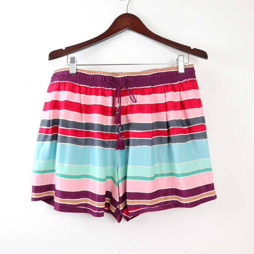 Ann Taylor LOFT Size M Striped Shorts Viscose Satin Multicolor